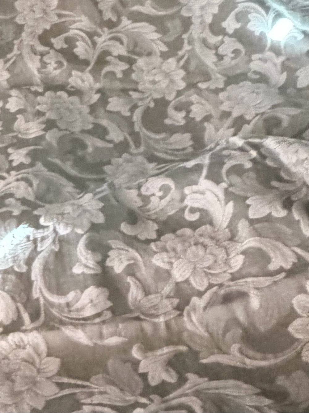 Sage Green and Cream Floral Jacquard Drapery Panel
